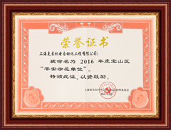 上海betway必威机电2016年度平安示范单位
